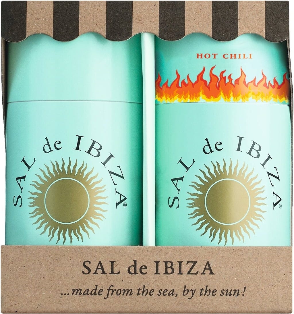 Sal de Ibiza Zestaw soli Pur & Chili - w koszu plażowym Granito