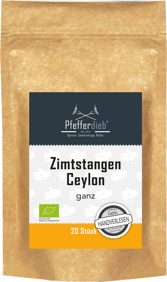 Pfefferdieb Bio Laski cynamonu, cynamon cejloński, ok. 6 cm, 20 szt.