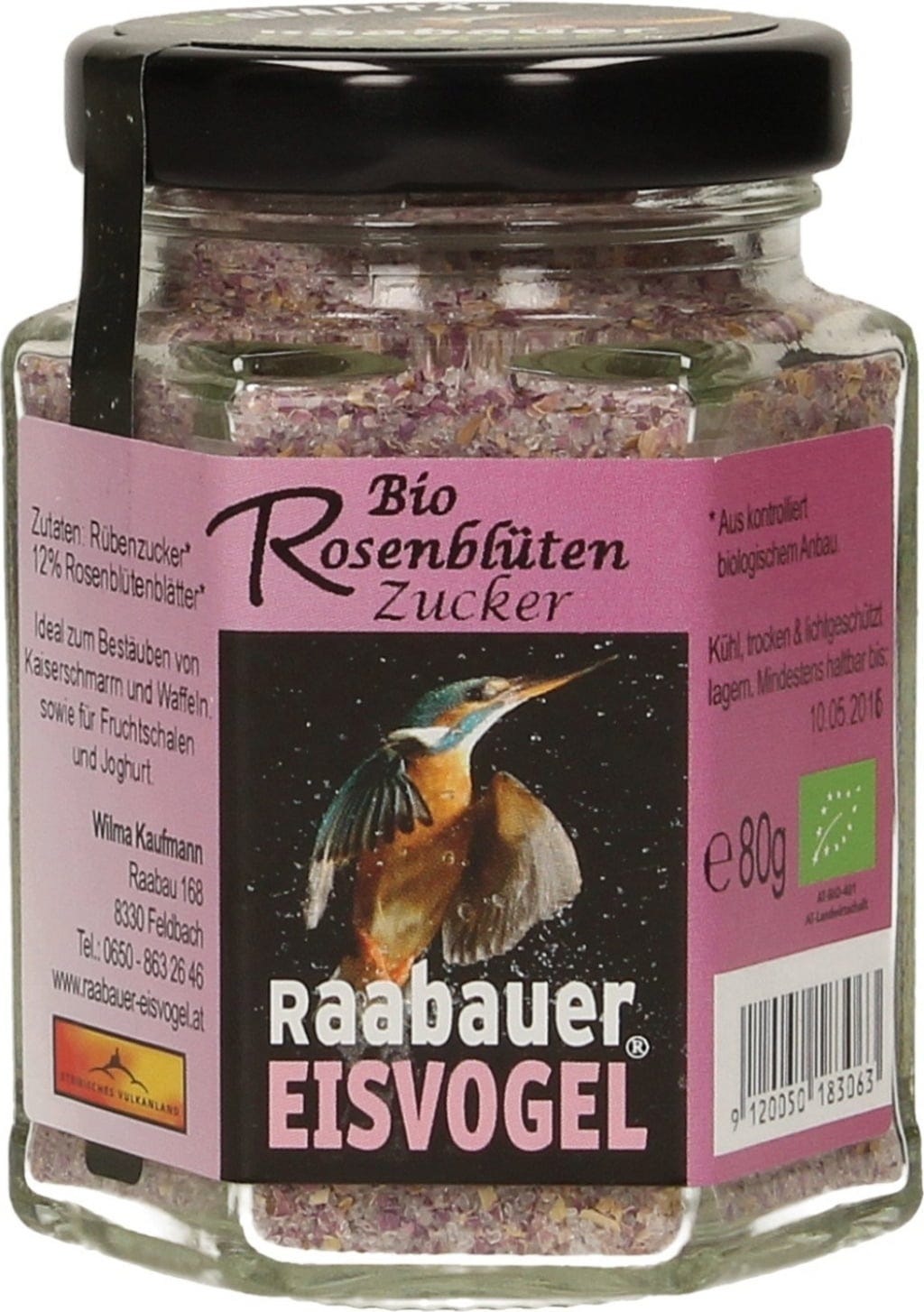 Raabauer Eisvogel Organiczny cukier kwiatów róż, 80 g